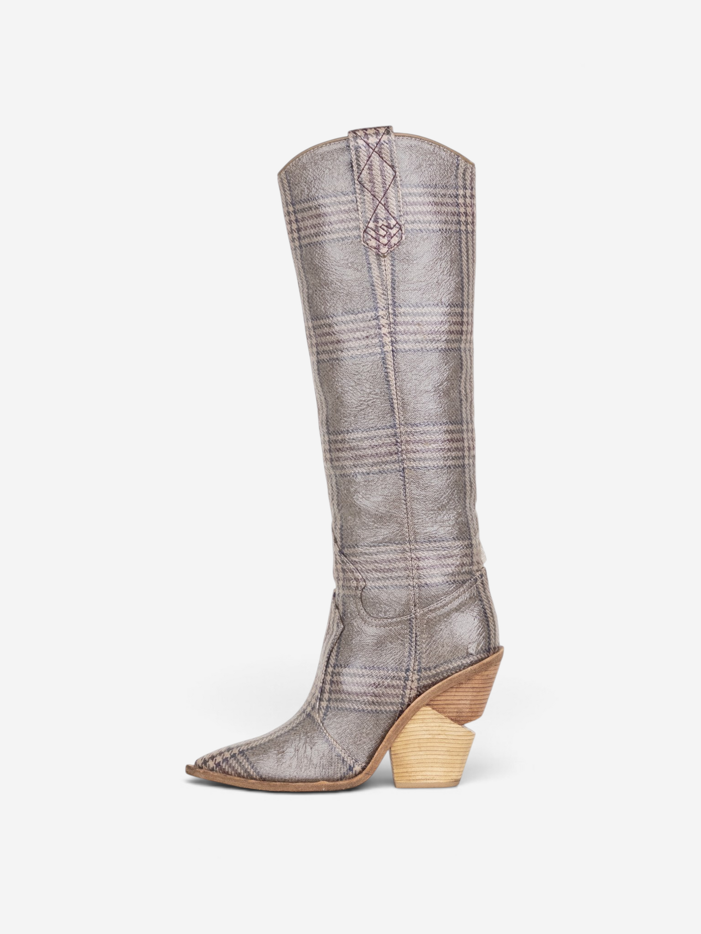 Fendi AW18 Coated Plaid Western Cowboy Boots – side view