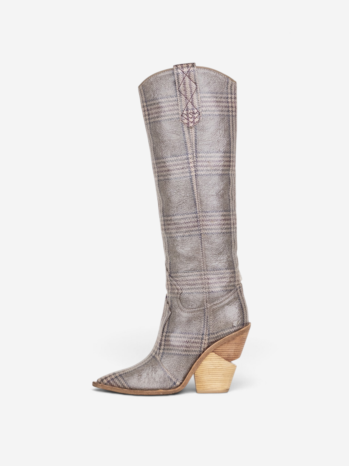 Fendi AW18 Coated Plaid Western Cowboy Boots – side view