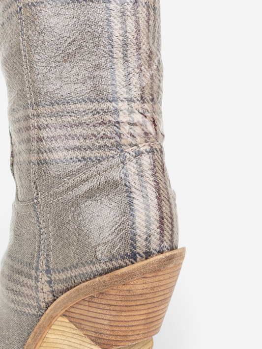 Fendi AW18 Coated Plaid Western Cowboy Boots – plaid coating detail