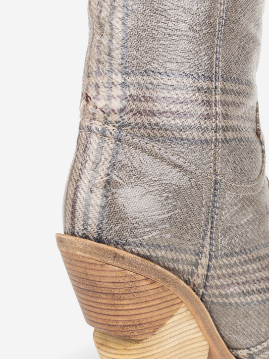 Fendi AW18 Coated Plaid Western Cowboy Boots – heel side detail