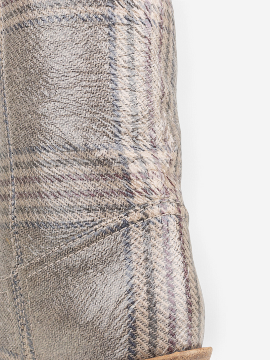 Fendi AW18 Coated Plaid Western Cowboy Boots – shaft detail