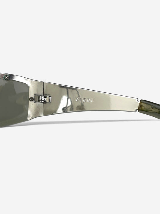 Gucci by Tom Ford 2000s 'GG 1726' Wrap Mask Shield Sunglasses – logo temple detail