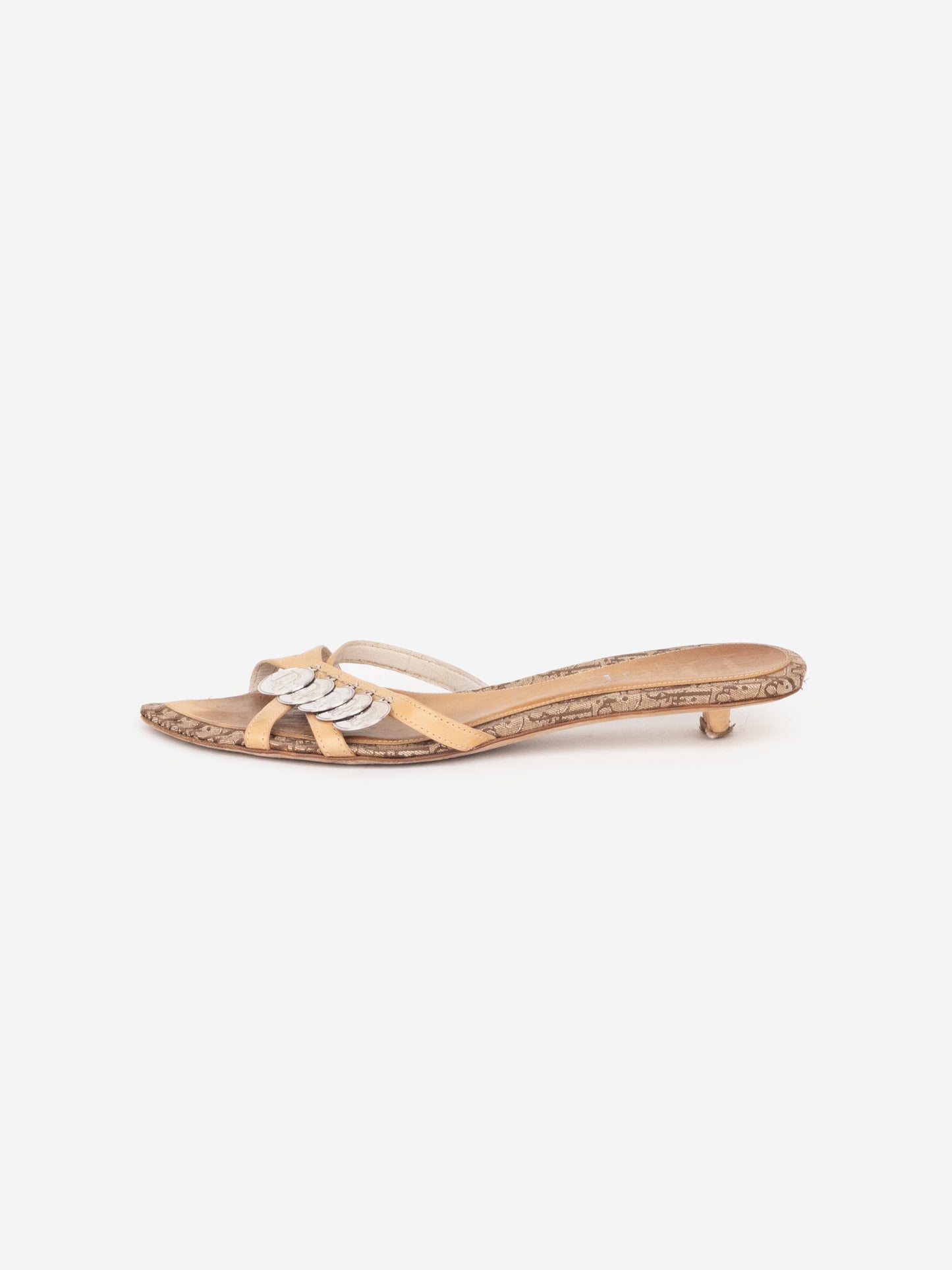 Dior by Galliano 2000s Coin Charm Diorissimo Monogram Mule Kitten Heels