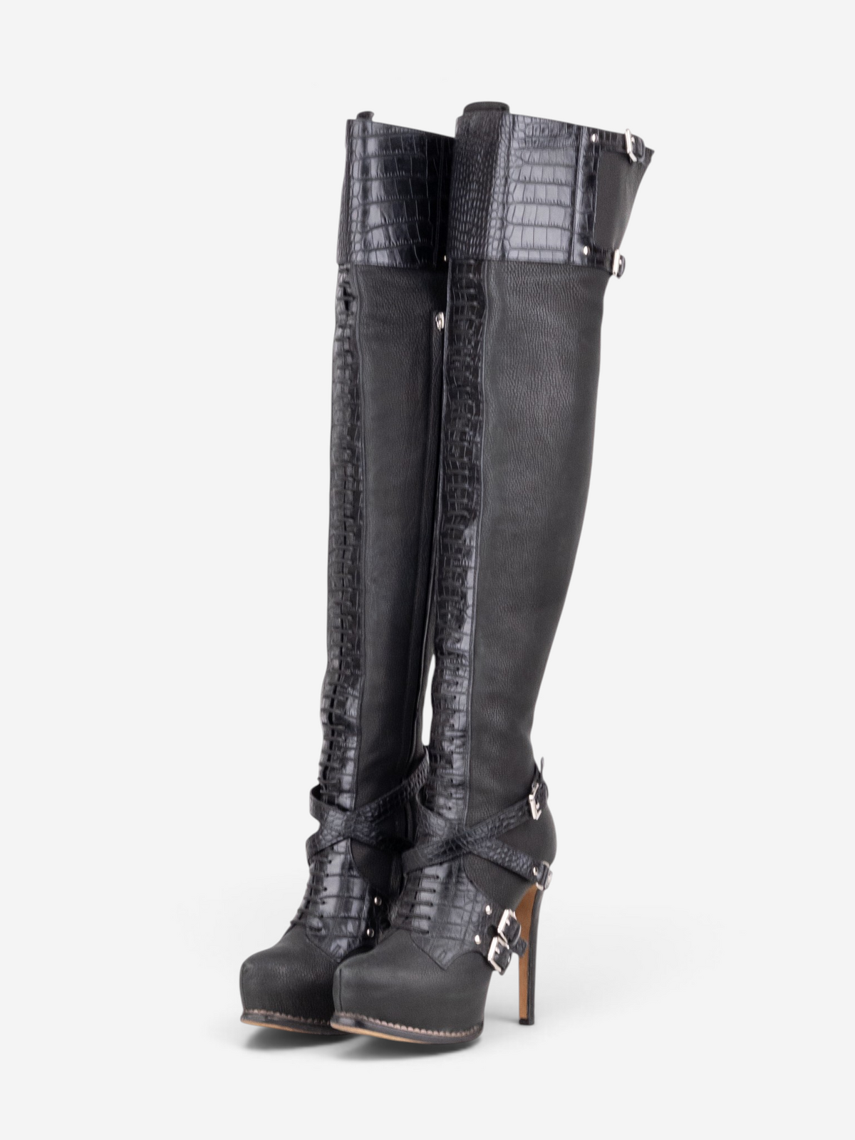 Dior by Galliano AW11 Guetre Overknee Bondage Platform Heel Boots