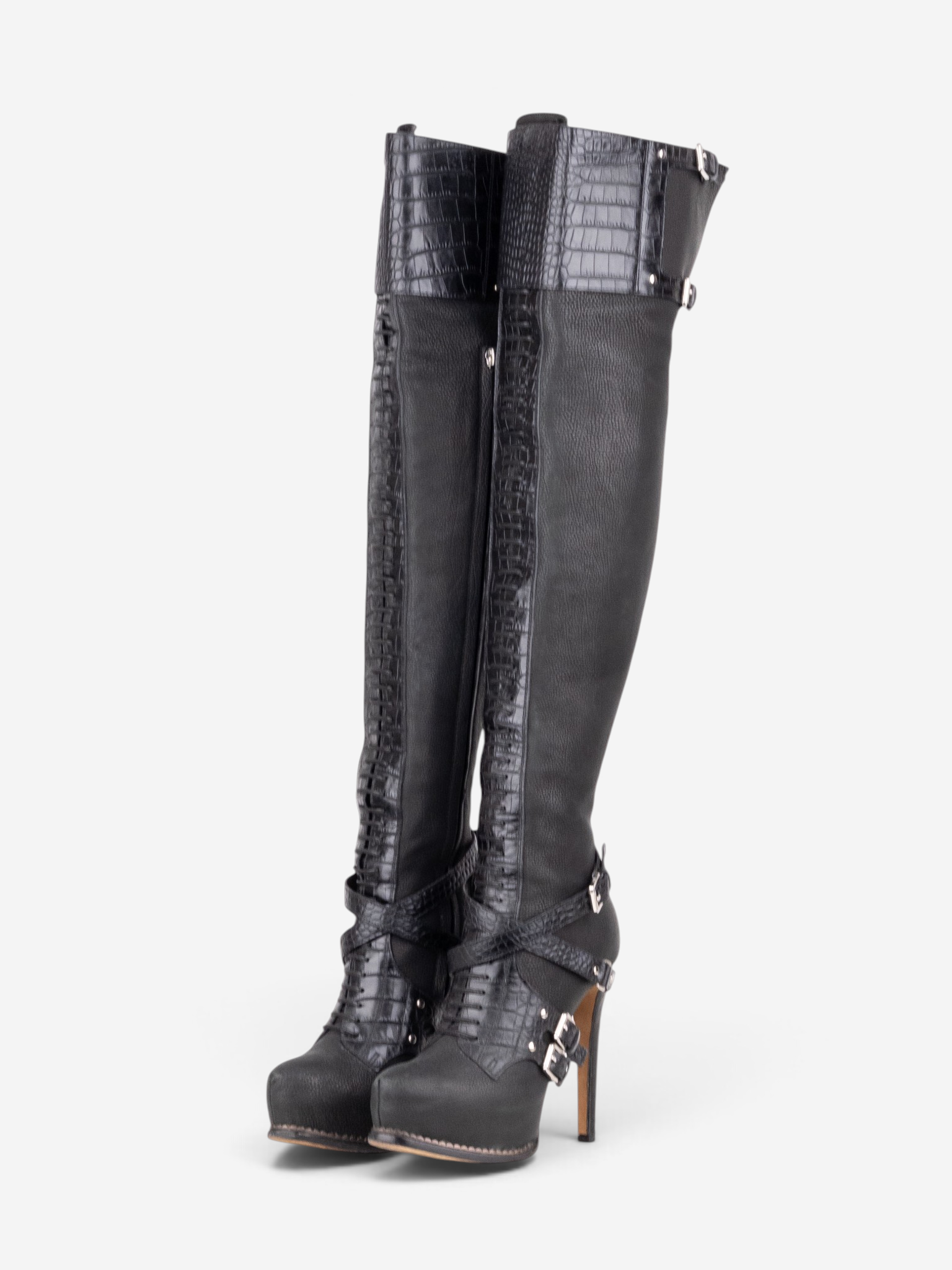 Dior by Galliano AW11 Guetre Overknee Bondage Platform Heel Boots