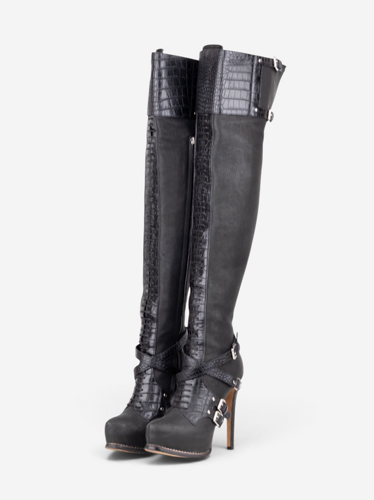 Dior by Galliano AW11 Guetre Overknee Bondage Platform Heel Boots