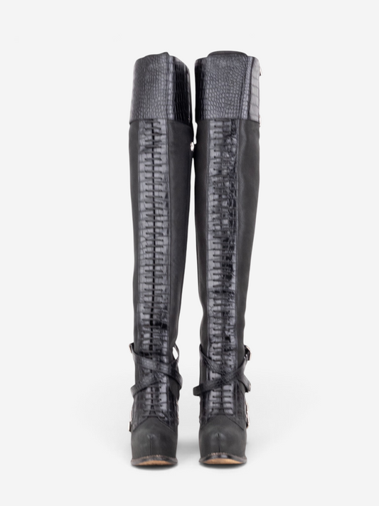 Dior by Galliano AW11 Guetre Overknee Bondage Platform Heel Boots