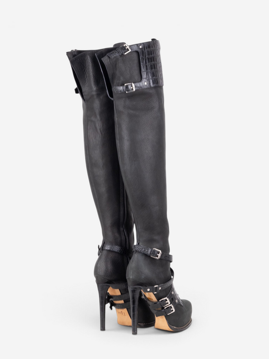Dior by Galliano AW11 Guetre Overknee Bondage Platform Heel Boots