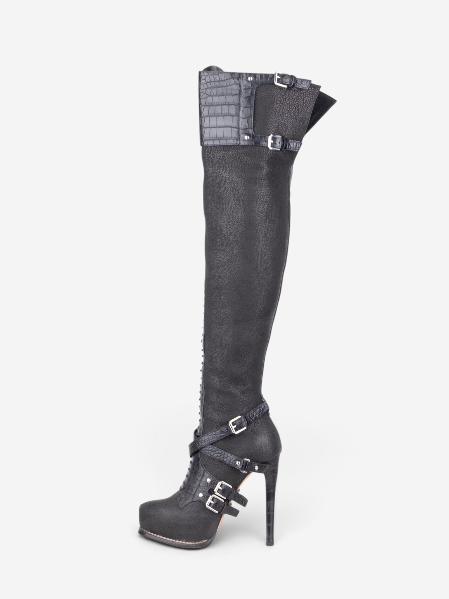 Dior by Galliano AW11 Guetre Overknee Bondage Platform Heel Boots