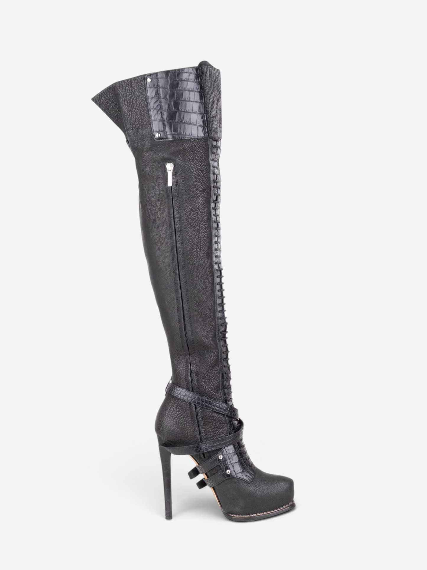 Dior by Galliano AW11 'Guetre' Overknee Bondage Platform Heel Boots – front view