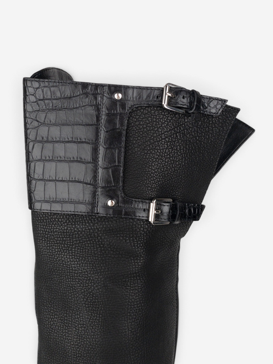 Dior by Galliano AW11 'Guetre' Overknee Bondage Platform Heel Boots – shaft strap detail