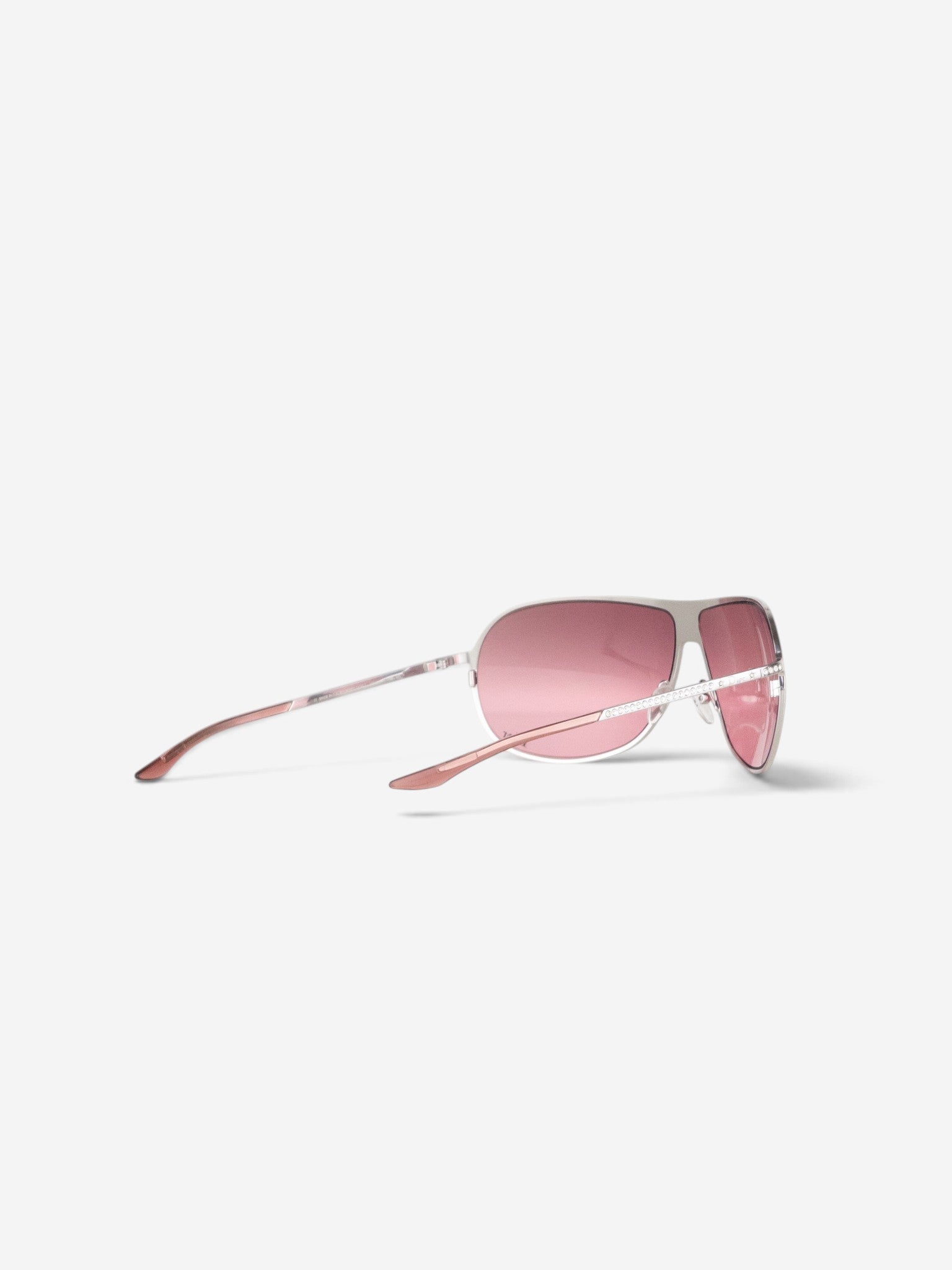 Dior by Galliano 2000s Hard Dior 1 Rhinestone Aviator Wrap Sunglasses – rhinestone temple detail