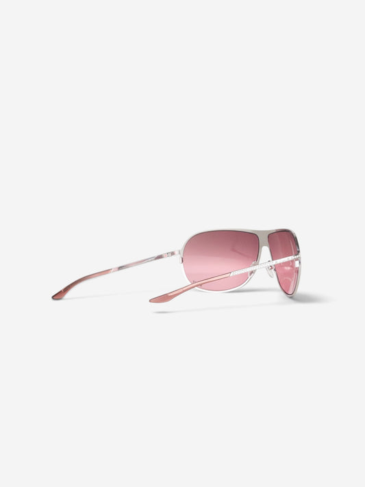 Dior by Galliano 2000s Hard Dior 1 Rhinestone Aviator Wrap Sunglasses – rhinestone temple detail