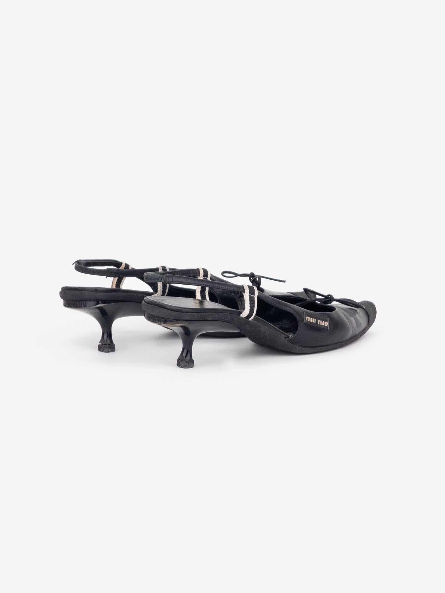 Miu Miu SS99 Rubber Toe Cap Bow Slingback Kitten Heels