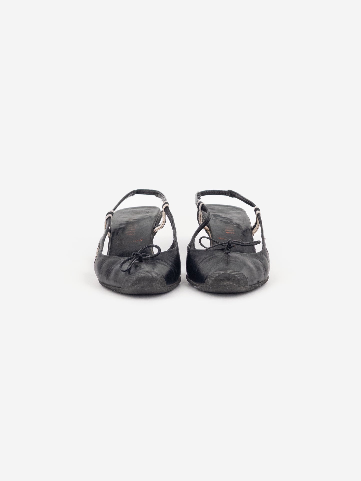 Miu Miu SS99 Rubber Toe Cap Bow Slingback Kitten Heels