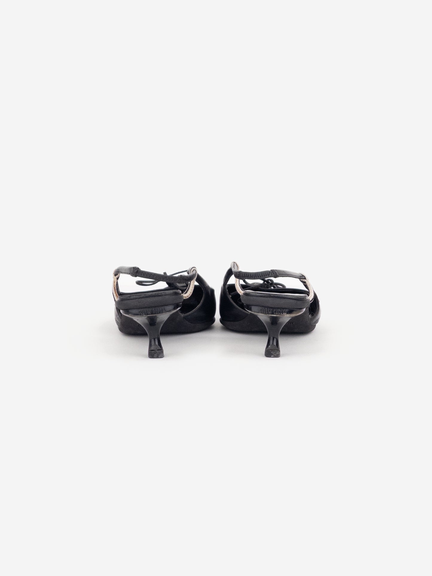 Miu Miu SS99 Rubber Toe Cap Bow Slingback Kitten Heels