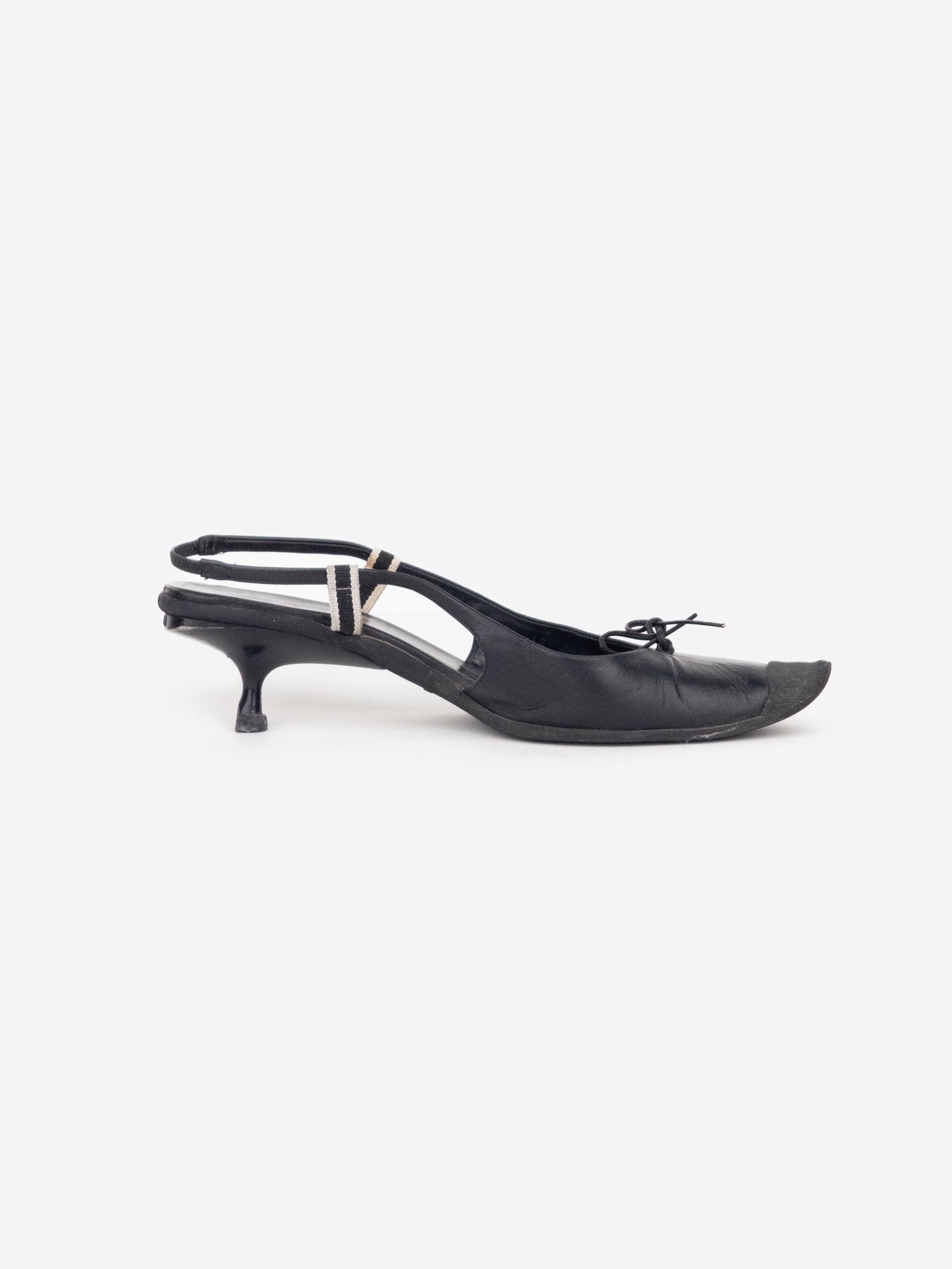 Miu Miu SS99 Rubber Toe Cap Bow Slingback Kitten Heels