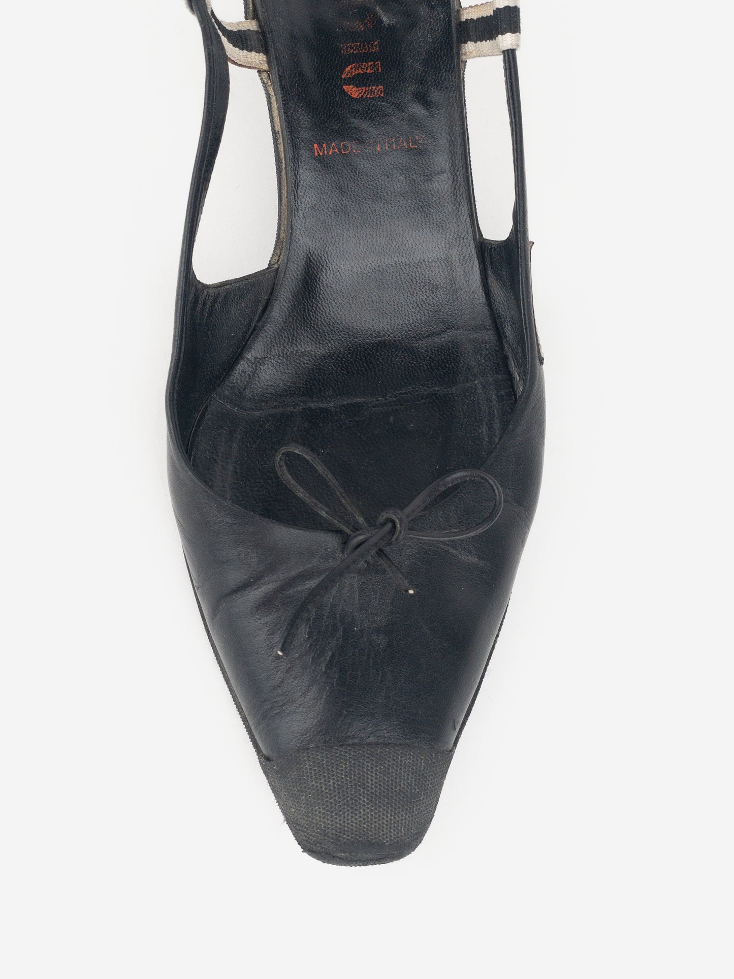Miu Miu SS99 Rubber Toe Cap Bow Slingback Kitten Heels