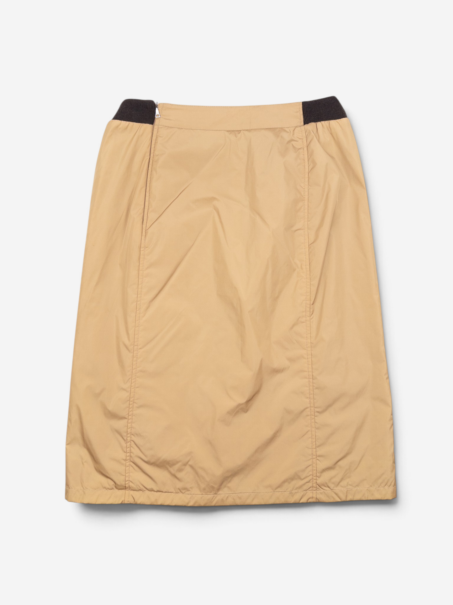 Prada AW99 Linea Rossa Red Tab Double Zipper Midi Skirt – back view