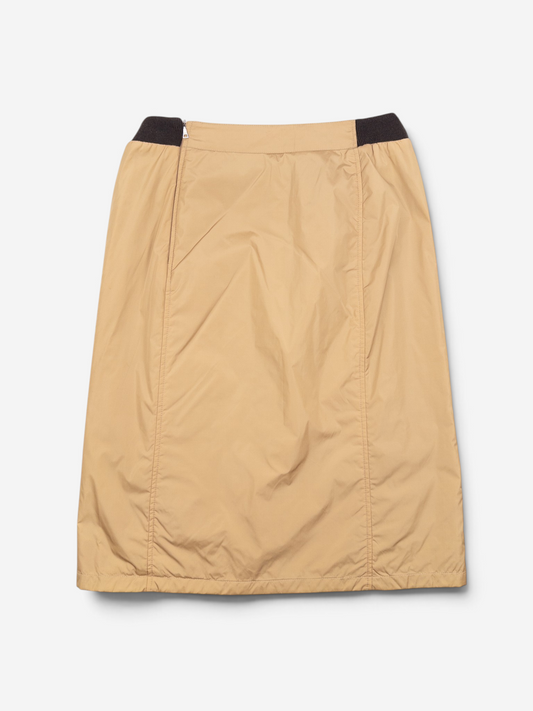 Prada AW99 Linea Rossa Red Tab Double Zipper Midi Skirt – back view