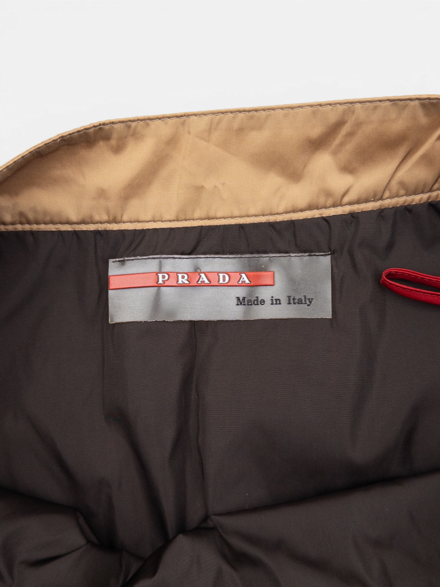 Prada AW99 Linea Rossa Red Tab Double Zipper Midi Skirt – Linea Rossa tab and lining