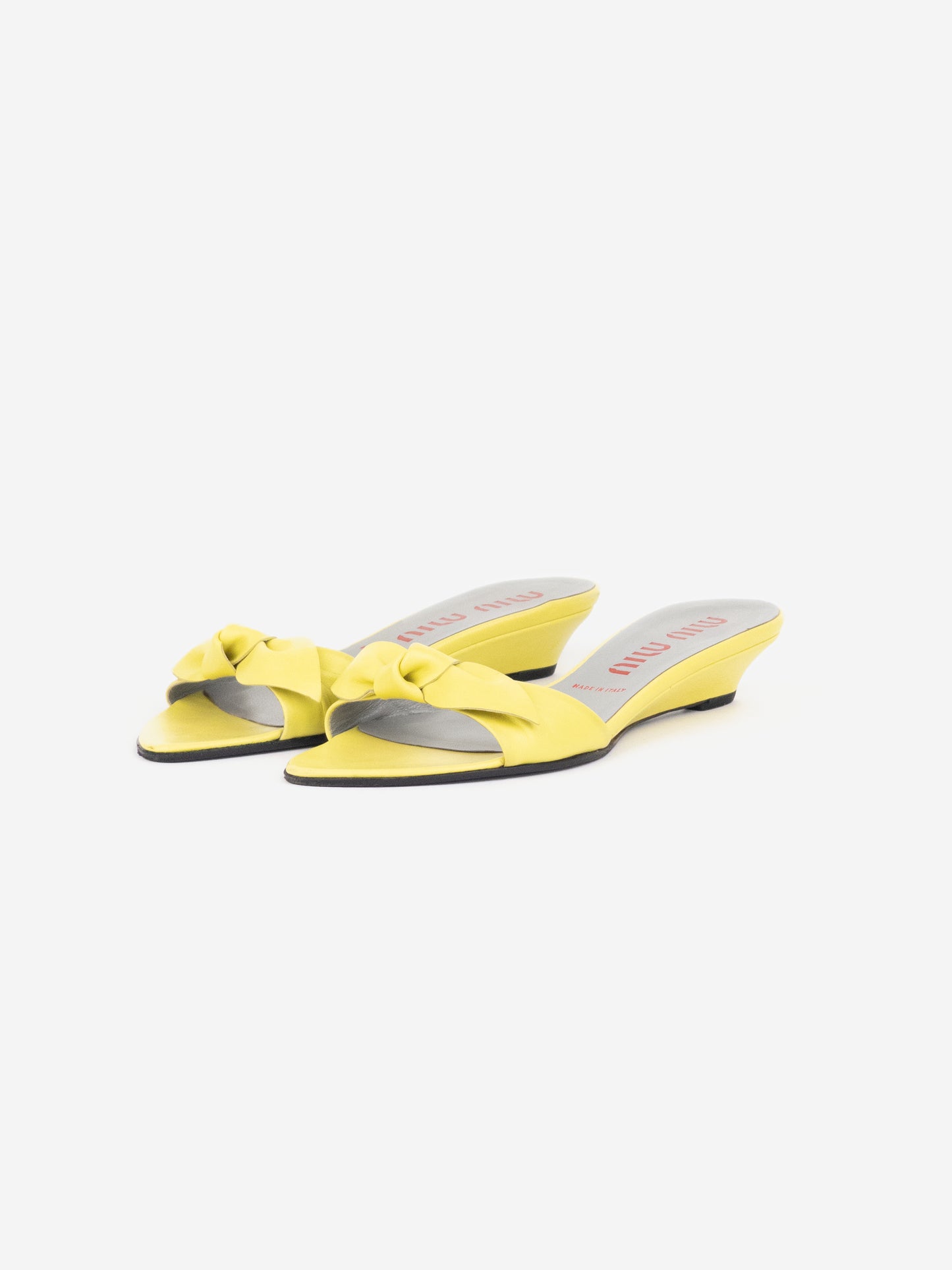 Miu Miu 2000s Bow Sandel Wedge Mule Heels
