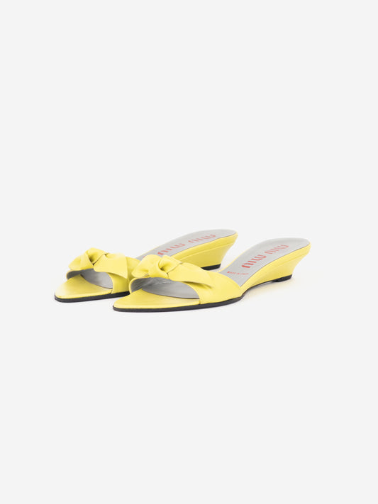 Miu Miu 2000s Bow Sandel Wedge Mule Heels