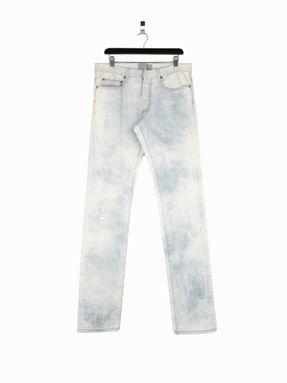 Dior Homme by Hedi Slimane SS07 Ice Blue Bleach Distressed Denim Jeans