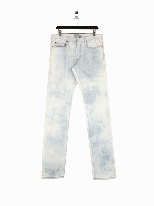 Dior Homme by Hedi Slimane SS07 Ice Blue Bleach Distressed Denim Jeans