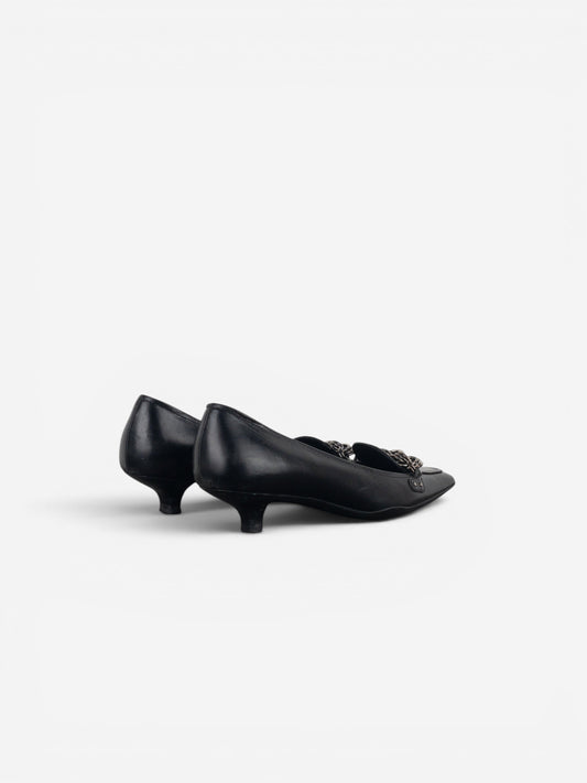 Prada 2000s Square Toe Chain Loafer Pump Kitten Heels – photo 2