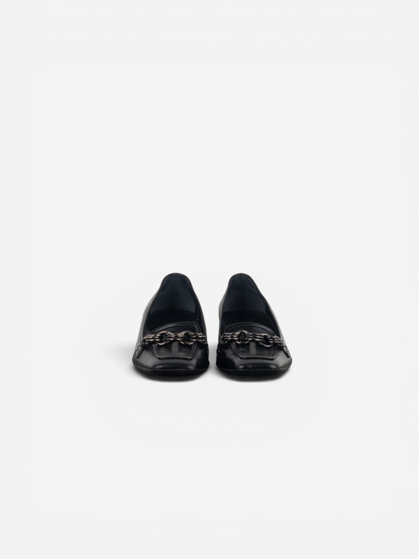 Prada 2000s Square Toe Chain Loafer Pump Kitten Heels – photo 5