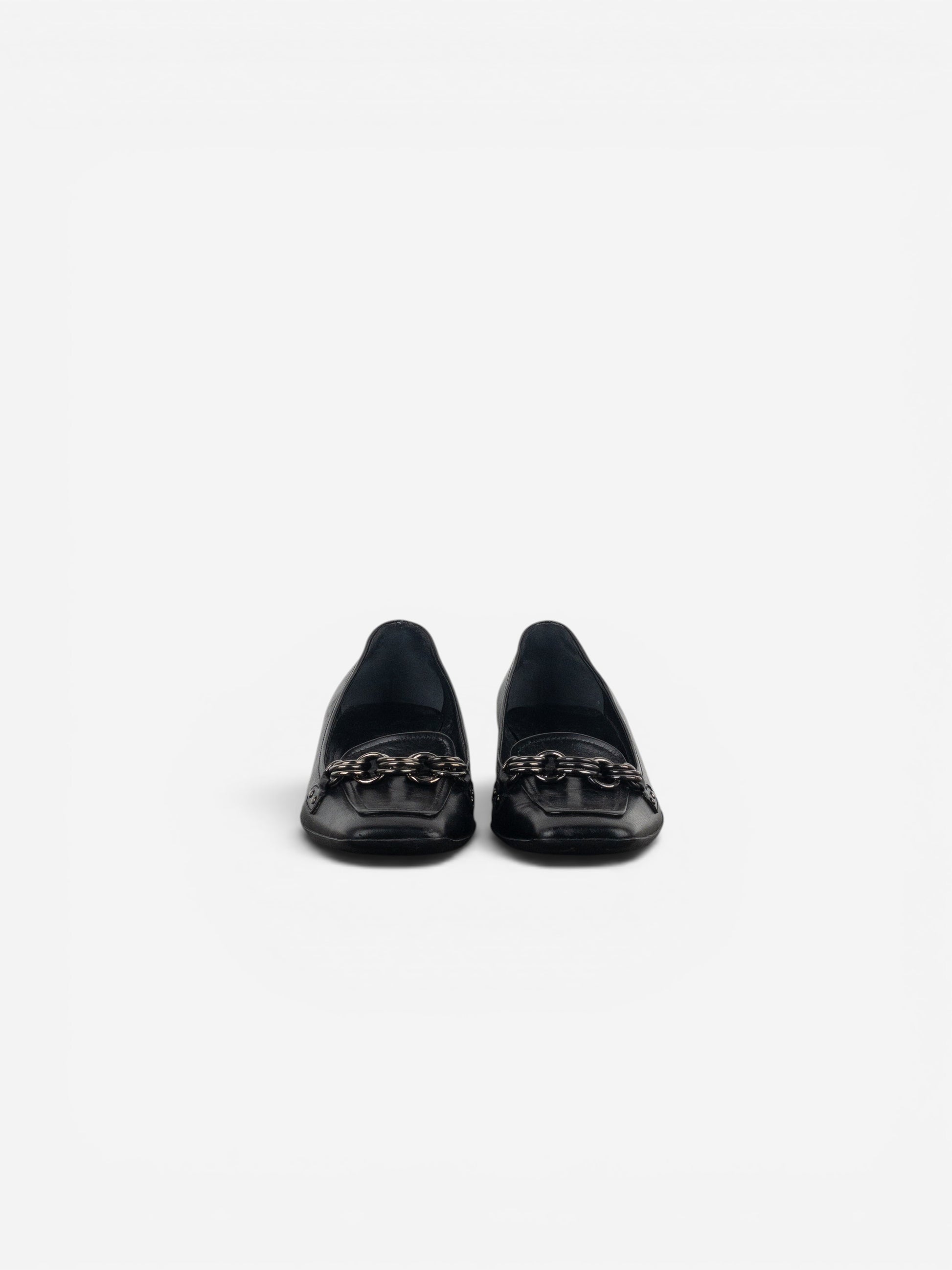 Prada 2000s Square Toe Chain Loafer Pump Kitten Heels – photo 5