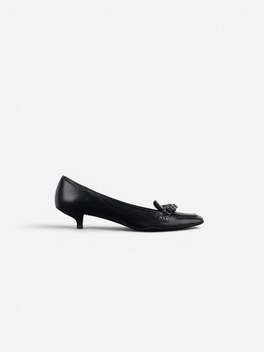 Prada 2000s Square Toe Chain Loafer Pump Kitten Heels – photo 4