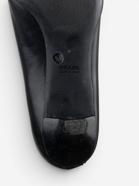 Prada 2000s Square Toe Chain Loafer Pump Kitten Heels – photo 8