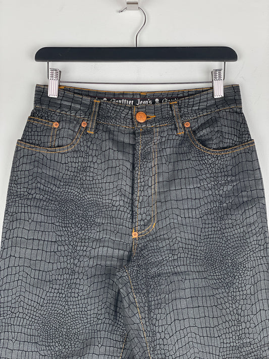 Jean Paul Gaultier AW95 Cyber Croc Print Denim Jeans – photo 3