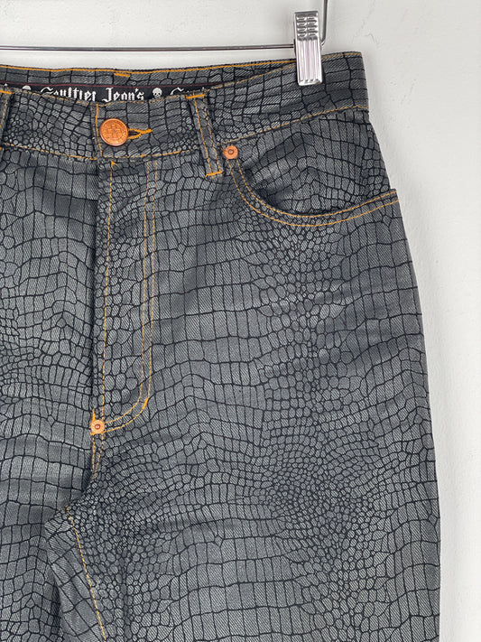 Jean Paul Gaultier AW95 Cyber Croc Print Denim Jeans – photo 5