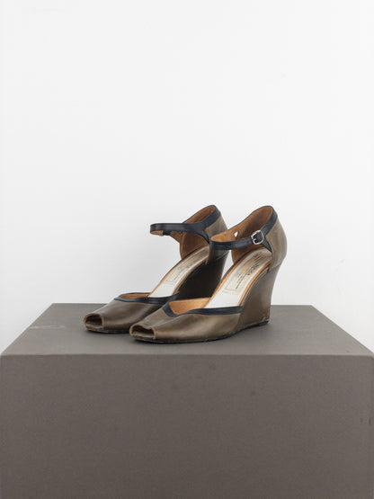 Maison Margiela Replica Peep Toe Mary Jane Wedge Pump Heels