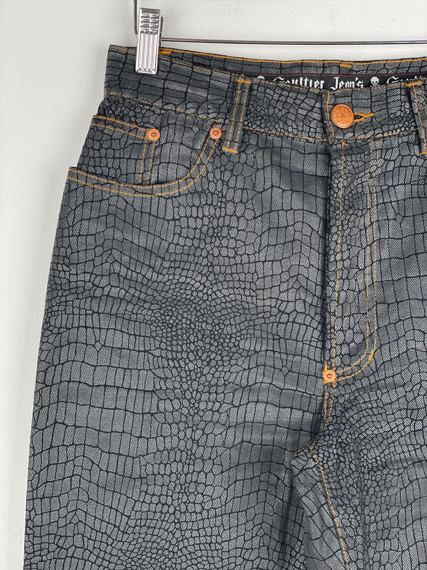 Jean Paul Gaultier AW95 Cyber Croc Print Denim Jeans