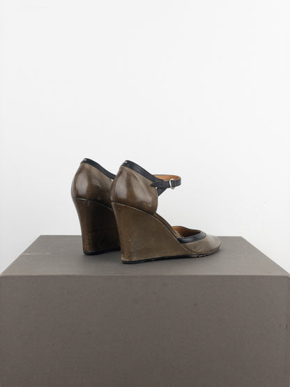 Maison Margiela Replica Peep Toe Mary Jane Wedge Pump Heels