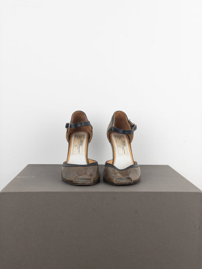 Maison Margiela Replica Peep Toe Mary Jane Wedge Pump Heels
