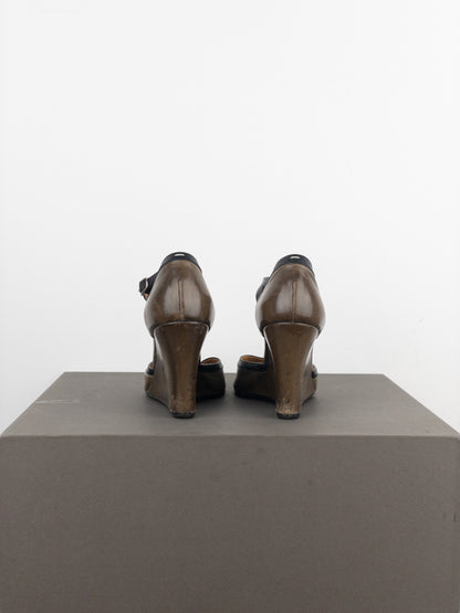 Maison Margiela Replica Peep Toe Mary Jane Wedge Pump Heels