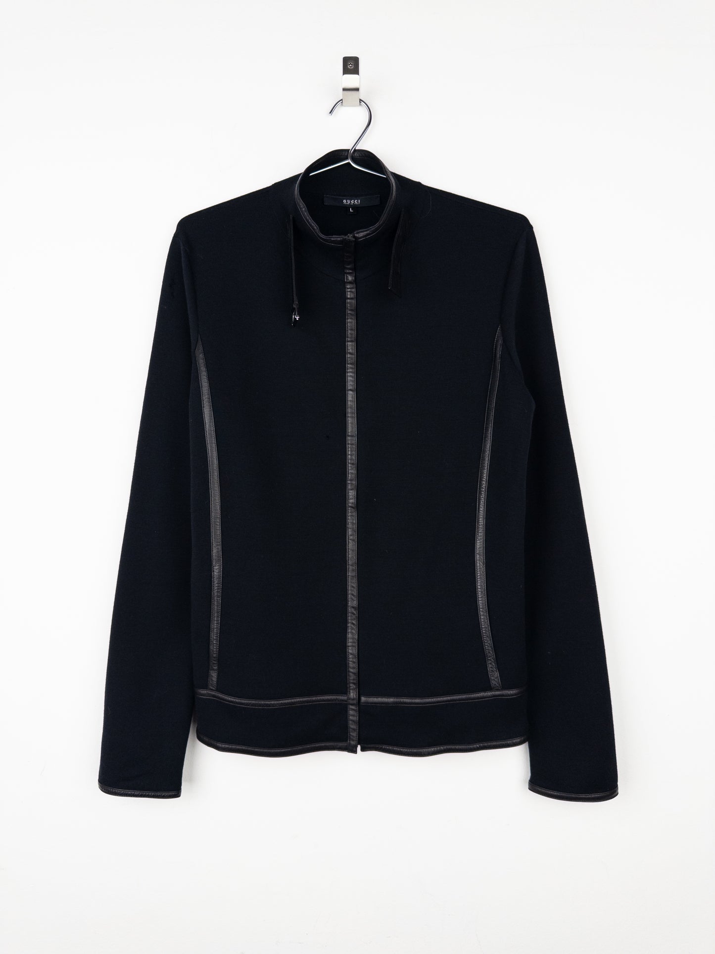 Gucci by Tom Ford AW00 Leather-Trimmed Knit Biker Jacket