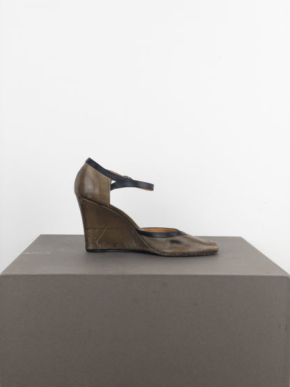 Maison Margiela Replica Peep Toe Mary Jane Wedge Pump Heels