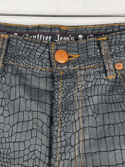 Jean Paul Gaultier AW95 Cyber Croc Print Denim Jeans