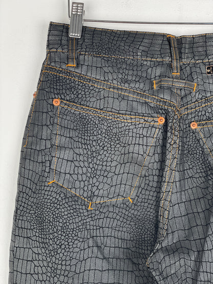 Jean Paul Gaultier AW95 Cyber Croc Print Denim Jeans