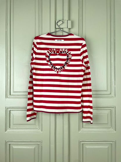 Jean Paul Gaultier 90s Sailor-Striped Heart Cutout Longsleeve Shirt