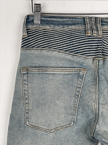 Balmain Lightwash Biker Denim Jeans