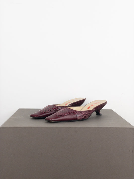 Miu Miu SS99 Python Snakeskin Mule Kitten Heels