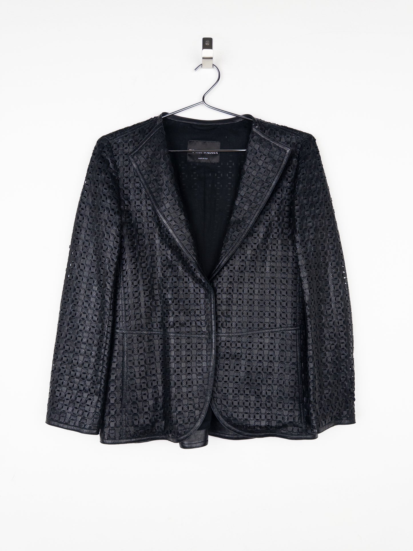 Armani 2000s Laser Cut Out Leather Blazer Jacket