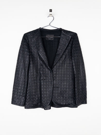 Armani 2000s Laser Cut Out Leather Blazer Jacket